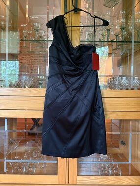 JS Collections Black One-Shoulder Cocktail Dress